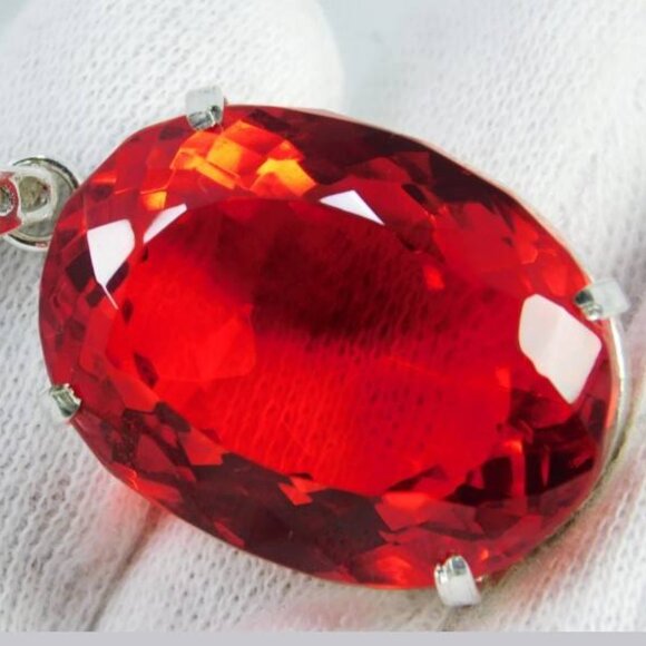 Certified 141.20 Ct Red Orange Mexican Fire Opal Pendant Gemstone  BG#96 - Picture 2 of 4